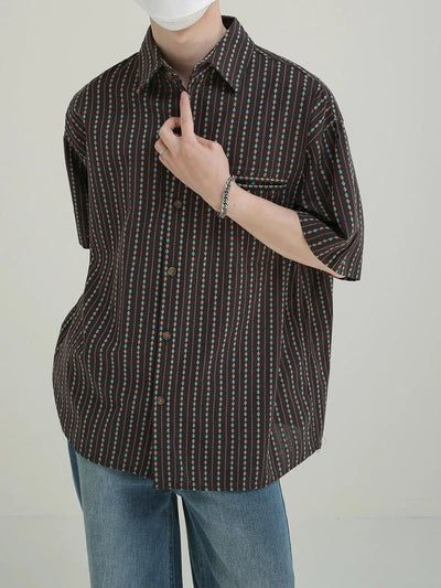 Zhou Vintage Stripes Pattern Shirt-korean-fashion-Shirt-Zhou's Closet-OH Garments