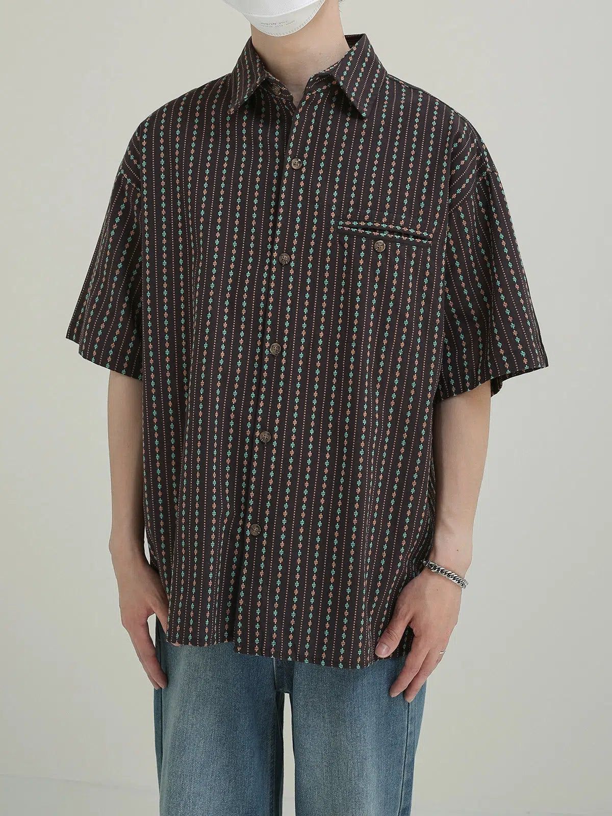 Zhou Vintage Stripes Pattern Shirt-korean-fashion-Shirt-Zhou's Closet-OH Garments