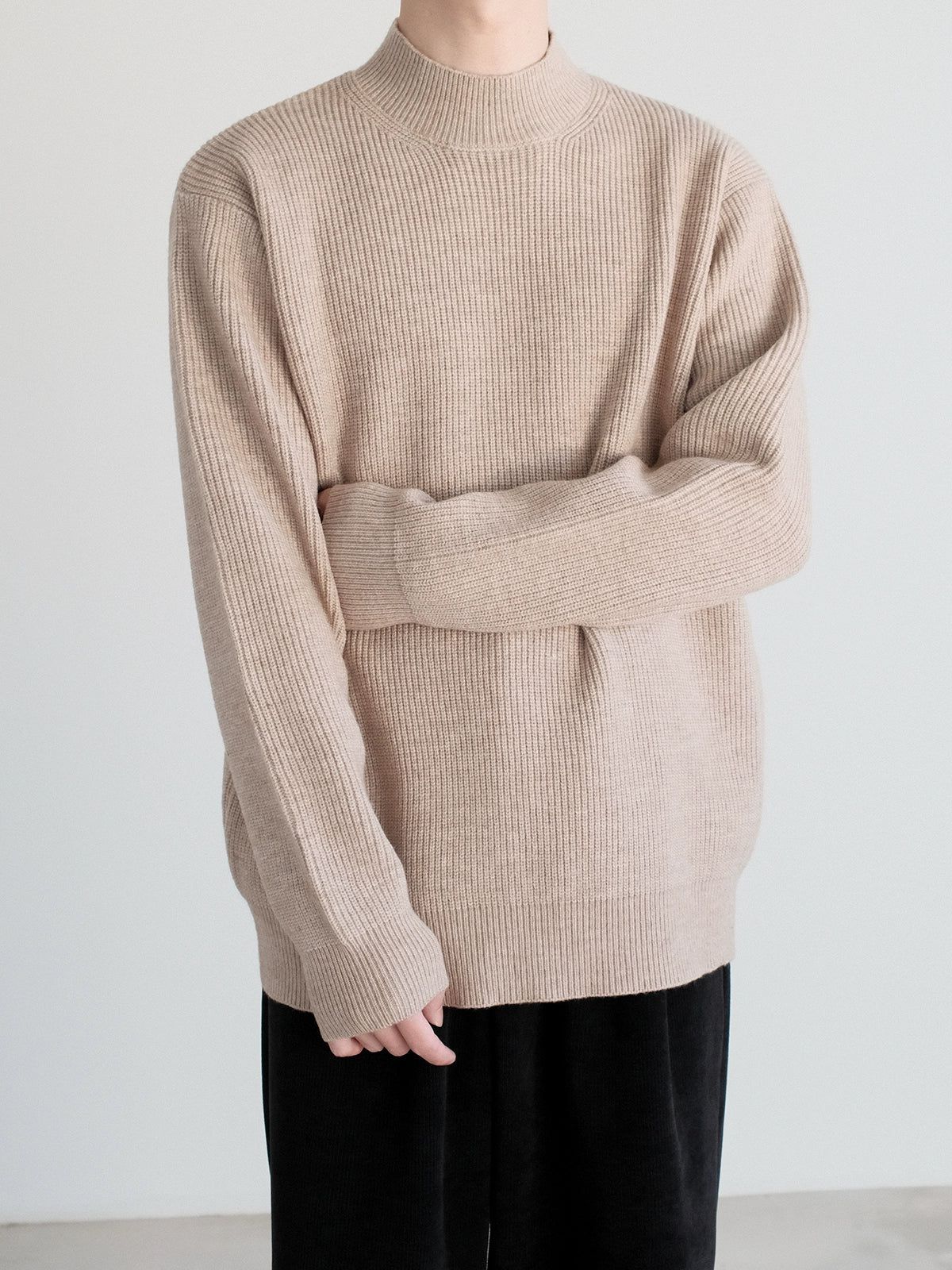 Zhou Waffle Grid Plain Sweater-korean-fashion-Sweater-Zhou's Closet-OH Garments