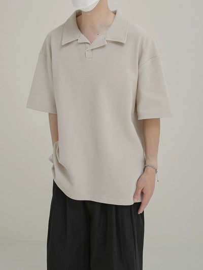 Zhou Waffle Knit Relaxed Fit Polo-korean-fashion-Polo-Zhou's Closet-OH Garments