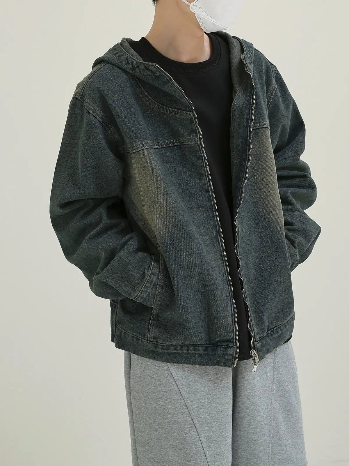 Zhou Washed and Hooded Denim Jacket-korean-fashion-Jacket-Zhou's Closet-OH Garments