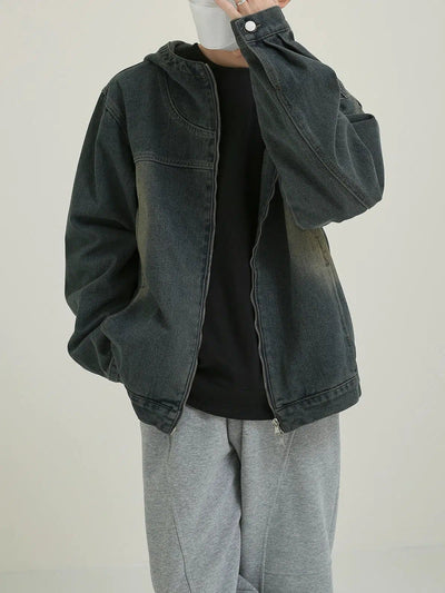 Zhou Washed and Hooded Denim Jacket-korean-fashion-Jacket-Zhou's Closet-OH Garments