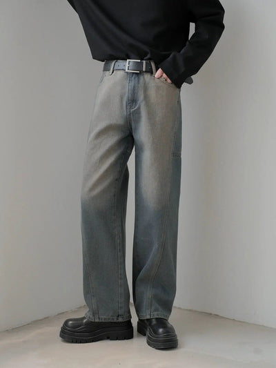 Zhou Washed Bevel Scimitar Jeans-korean-fashion-Jeans-Zhou's Closet-OH Garments