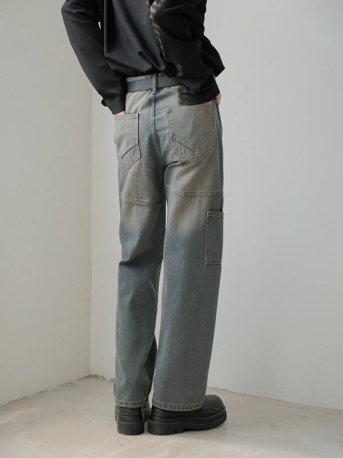 Zhou Washed Bevel Scimitar Jeans-korean-fashion-Jeans-Zhou's Closet-OH Garments