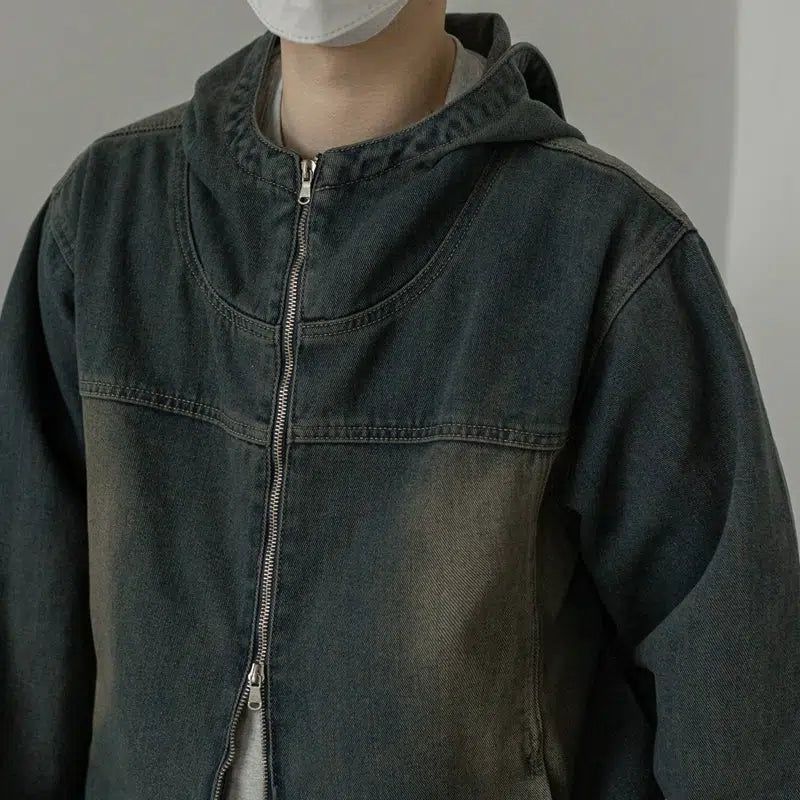 Zhou Washed Hooded Denim Jacket-korean-fashion-Jacket-Zhou's Closet-OH Garments