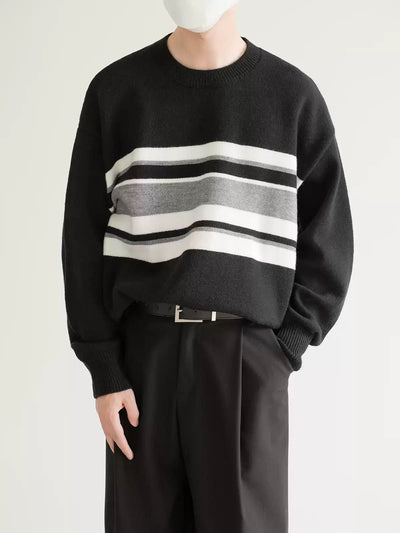 Zhou Wide Sleeve Striped Sweater-korean-fashion-Sweater-Zhou's Closet-OH Garments