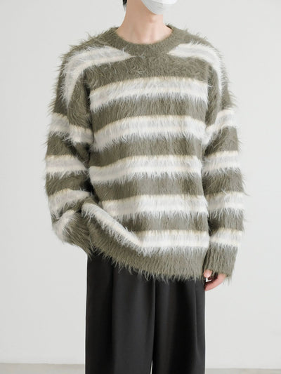 Zhou Wide Stripes Mohair Sweater-korean-fashion-Sweater-Zhou's Closet-OH Garments