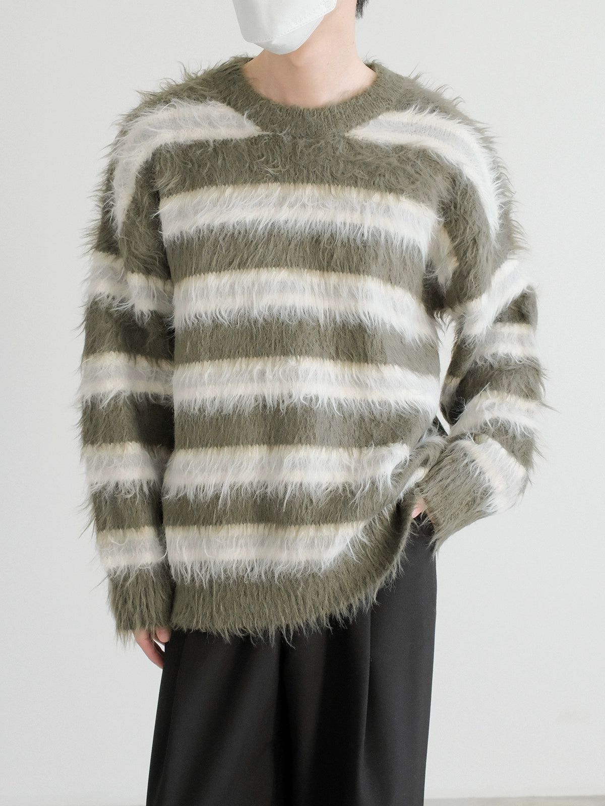 Zhou Wide Stripes Mohair Sweater-korean-fashion-Sweater-Zhou's Closet-OH Garments