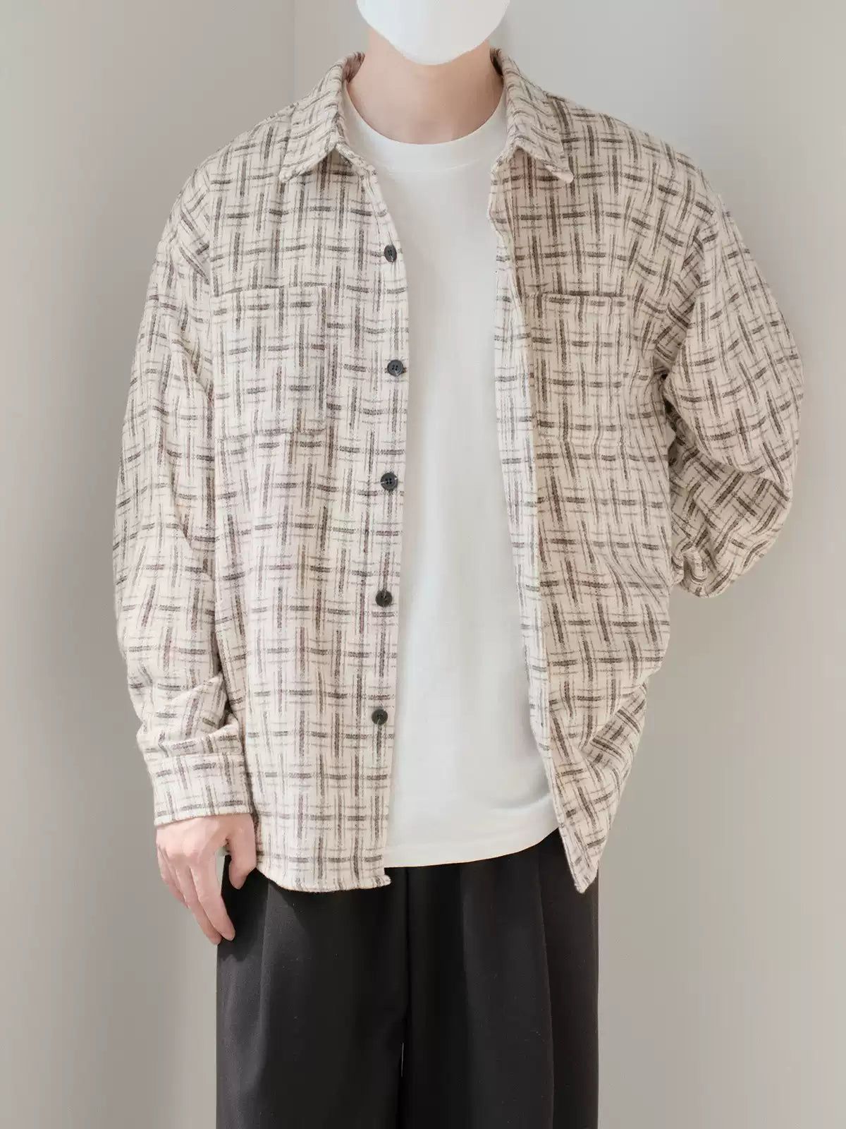 Zhou Woolen Thick Plaid Shirt-korean-fashion-Shirt-Zhou's Closet-OH Garments