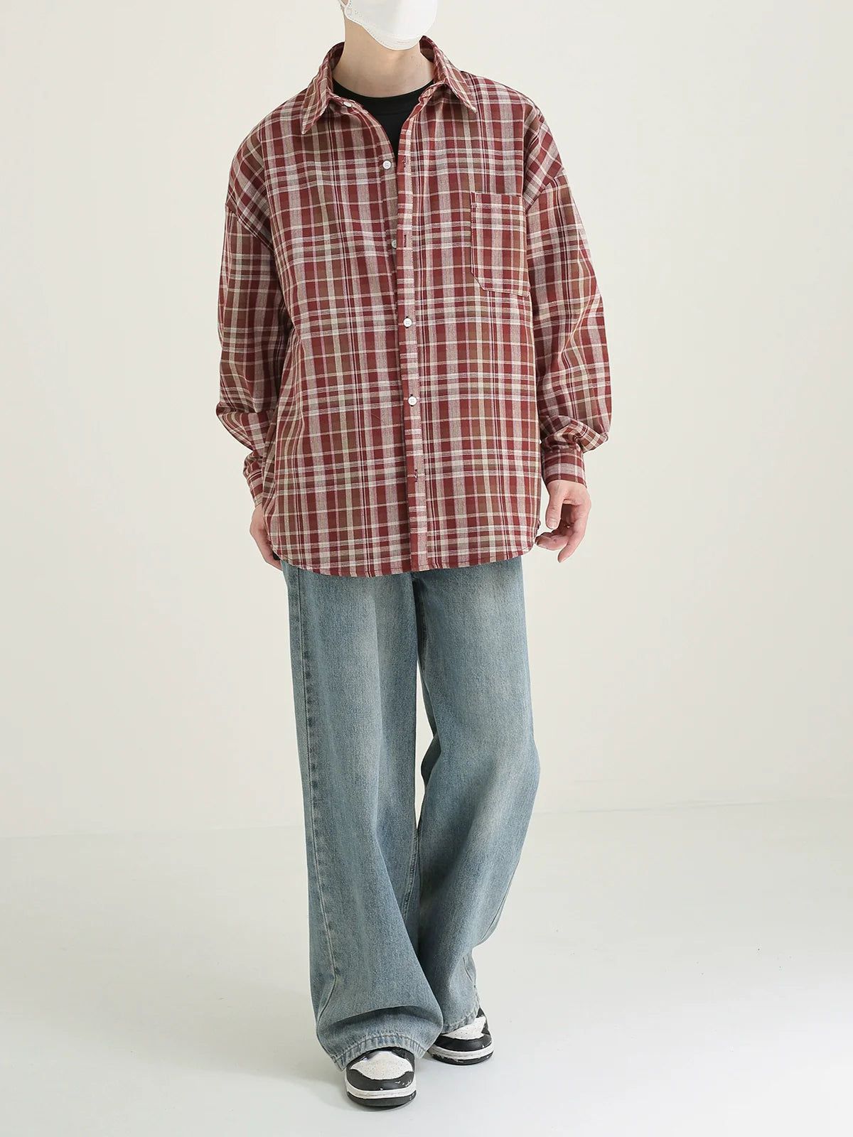 Zhou Workwear Buttoned Plaid Shirt-korean-fashion-Shirt-Zhou's Closet-OH Garments