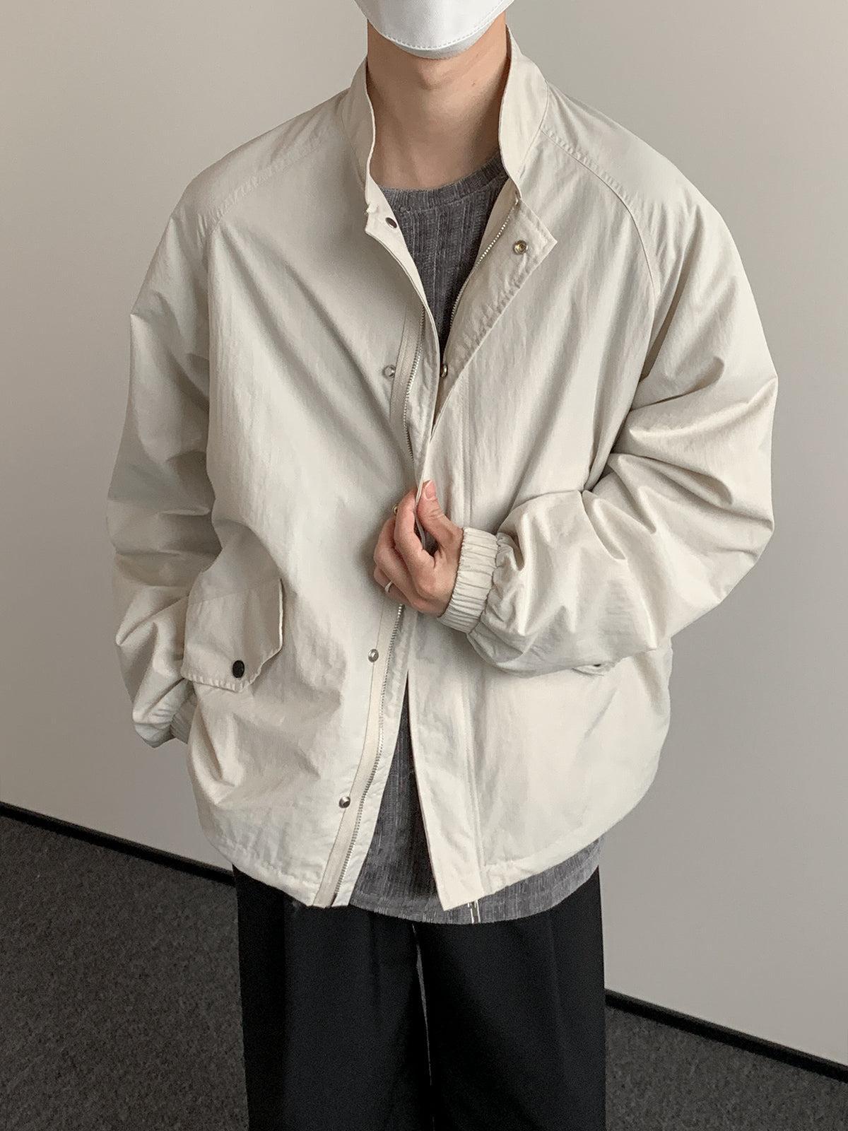 Zhou Zipped & Buttons Collared Jacket-korean-fashion-Jacket-Zhou's Closet-OH Garments