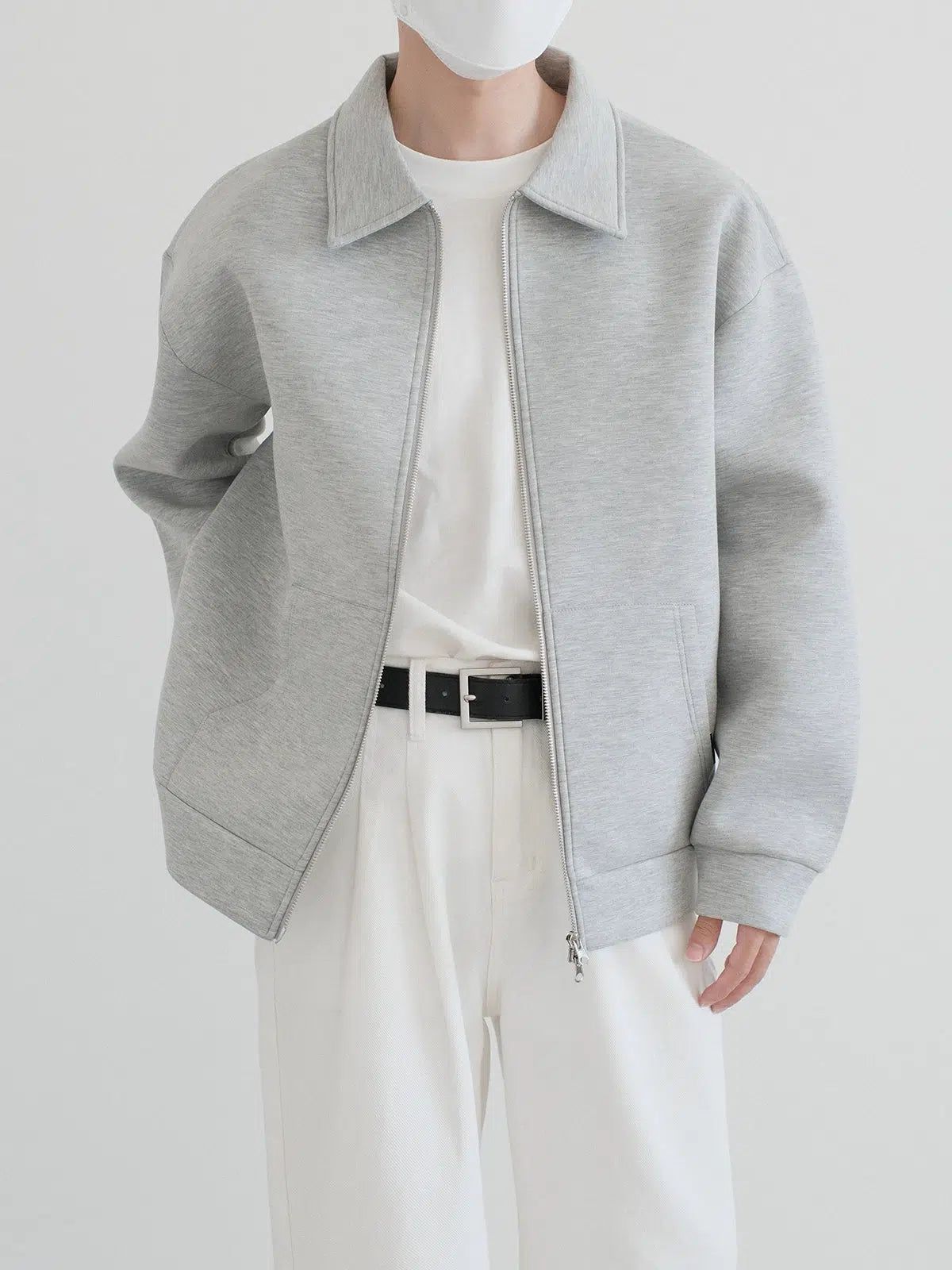 Zhou Zipped Cotton and Collared Jacket-korean-fashion-Jacket-Zhou's Closet-OH Garments