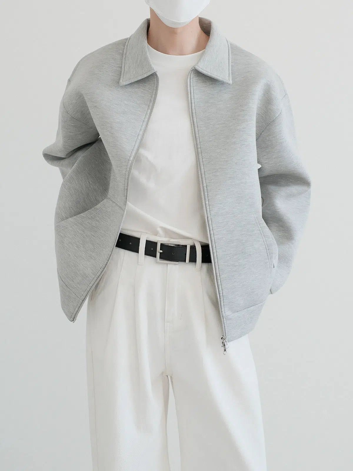 Zhou Zipped Cotton and Collared Jacket-korean-fashion-Jacket-Zhou's Closet-OH Garments