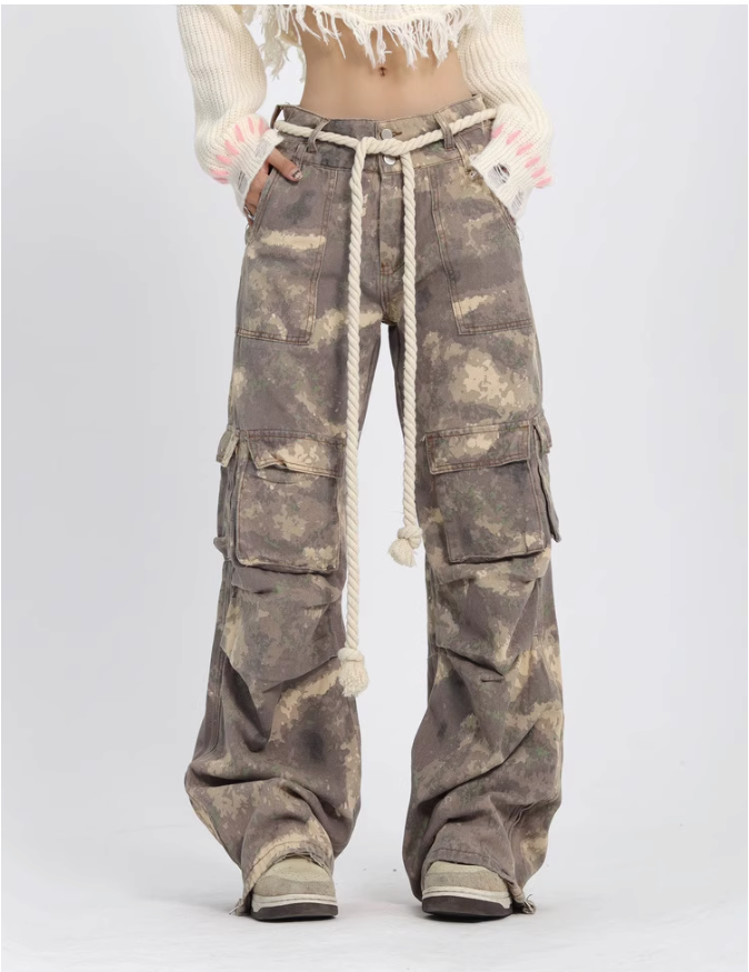 ZZ Multi-Flap Pocket Camouflage Jeans-korean-fashion-Jeans-ZZ's Closet-OH Garments