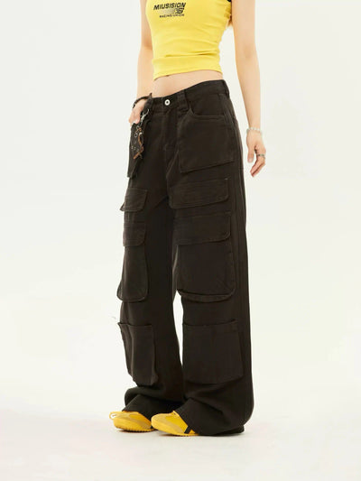 ZZ Washed Multi-Front Pocket Cargo Pants-korean-fashion-Pants-ZZ's Closet-OH Garments