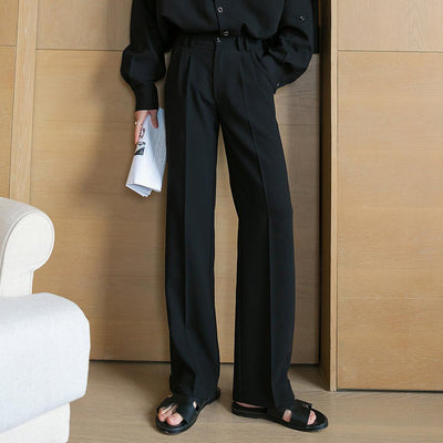 Chuan Straight Pleated Trousers-korean-fashion-Pants-Chuan's Closet-OH Garments