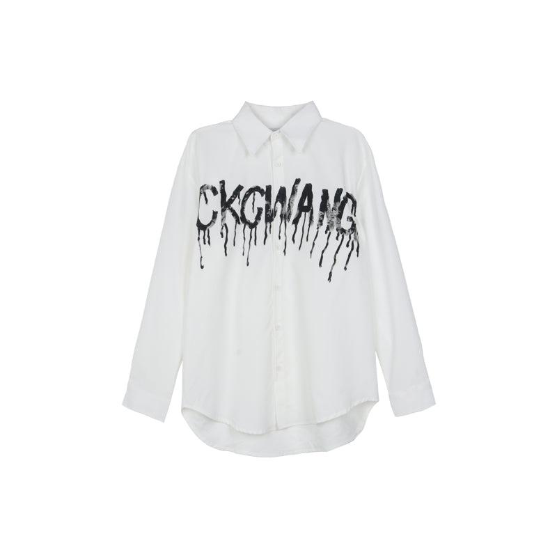 Cui Dripping Painted Letters Shirt-korean-fashion-Shirt-Cui's Closet-OH Garments