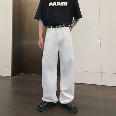 Cui Plain Solid Color Wide Jeans-korean-fashion-Jeans-Cui's Closet-OH Garments