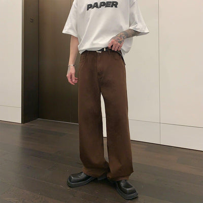 Cui Plain Solid Color Wide Jeans-korean-fashion-Jeans-Cui's Closet-OH Garments