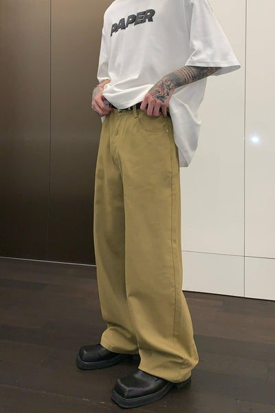 Cui Plain Solid Color Wide Jeans-korean-fashion-Jeans-Cui's Closet-OH Garments