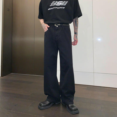 Cui Plain Solid Color Wide Jeans-korean-fashion-Jeans-Cui's Closet-OH Garments