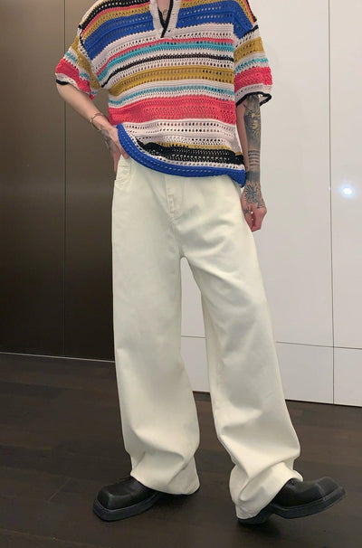 Cui Plain Solid Color Wide Jeans-korean-fashion-Jeans-Cui's Closet-OH Garments