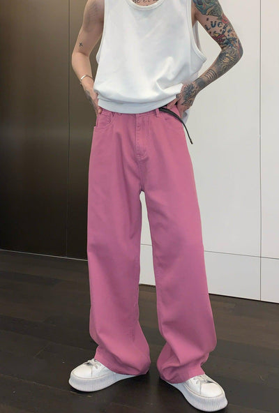 Cui Plain Solid Color Wide Jeans-korean-fashion-Jeans-Cui's Closet-OH Garments