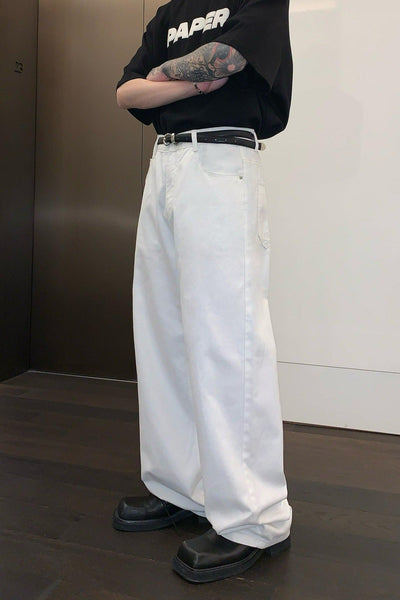 Cui Plain Solid Color Wide Jeans-korean-fashion-Jeans-Cui's Closet-OH Garments