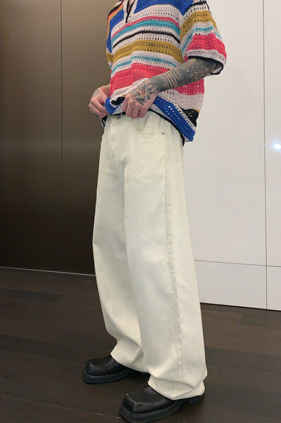 Cui Plain Solid Color Wide Jeans-korean-fashion-Jeans-Cui's Closet-OH Garments