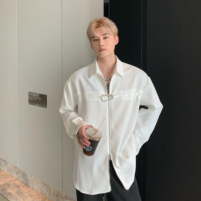 Cui Textured Button Shirt-korean-fashion-Shirt-Cui's Closet-OH Garments