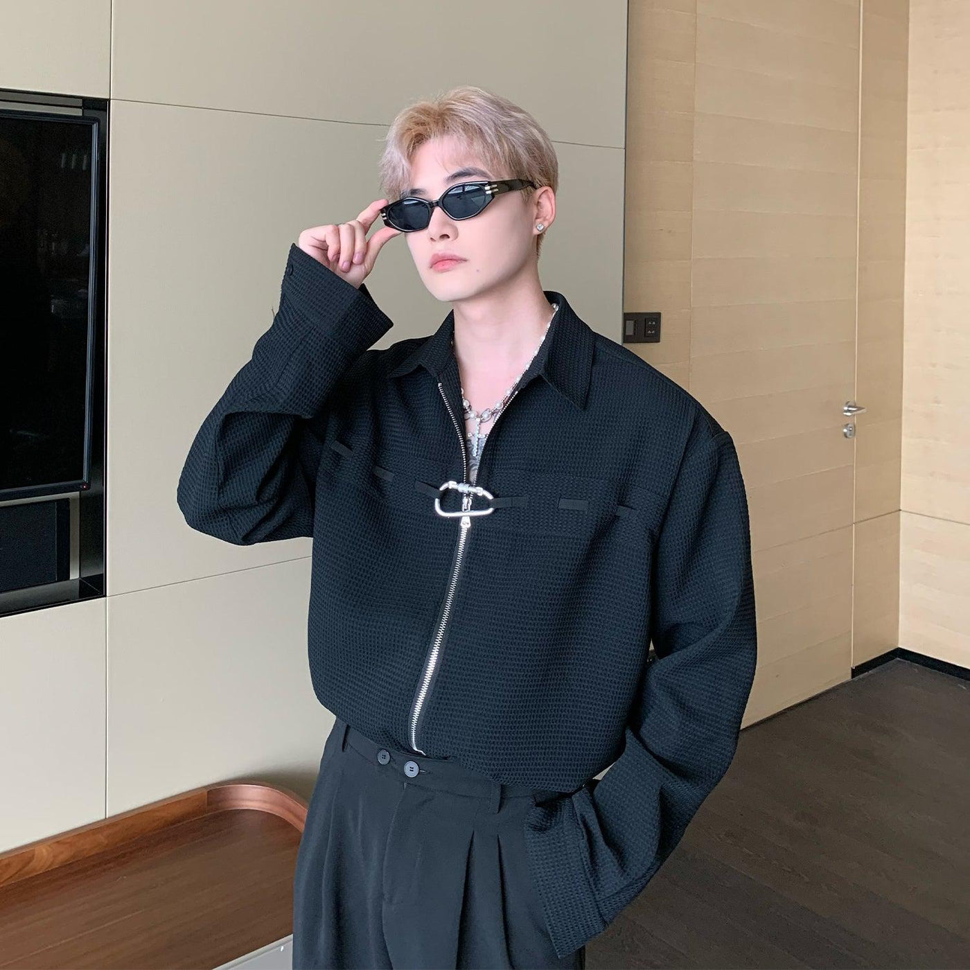 Cui Textured Button Shirt-korean-fashion-Shirt-Cui's Closet-OH Garments