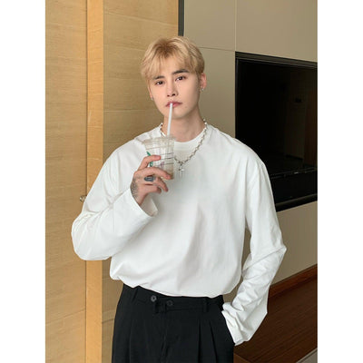 Cui Wide Sleeves Collared Long Sleeve T-Shirt-korean-fashion-T-Shirt-Cui's Closet-OH Garments