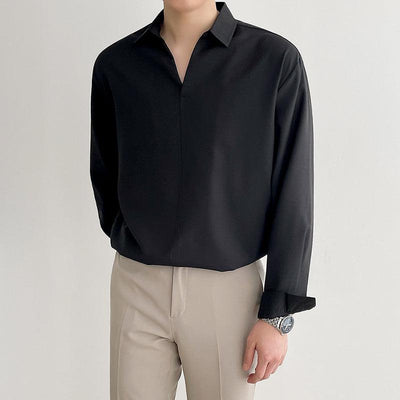 OH Essential Open V-Neck Collared Shirt-korean-fashion-Shirt-OH Atelier-OH Garments