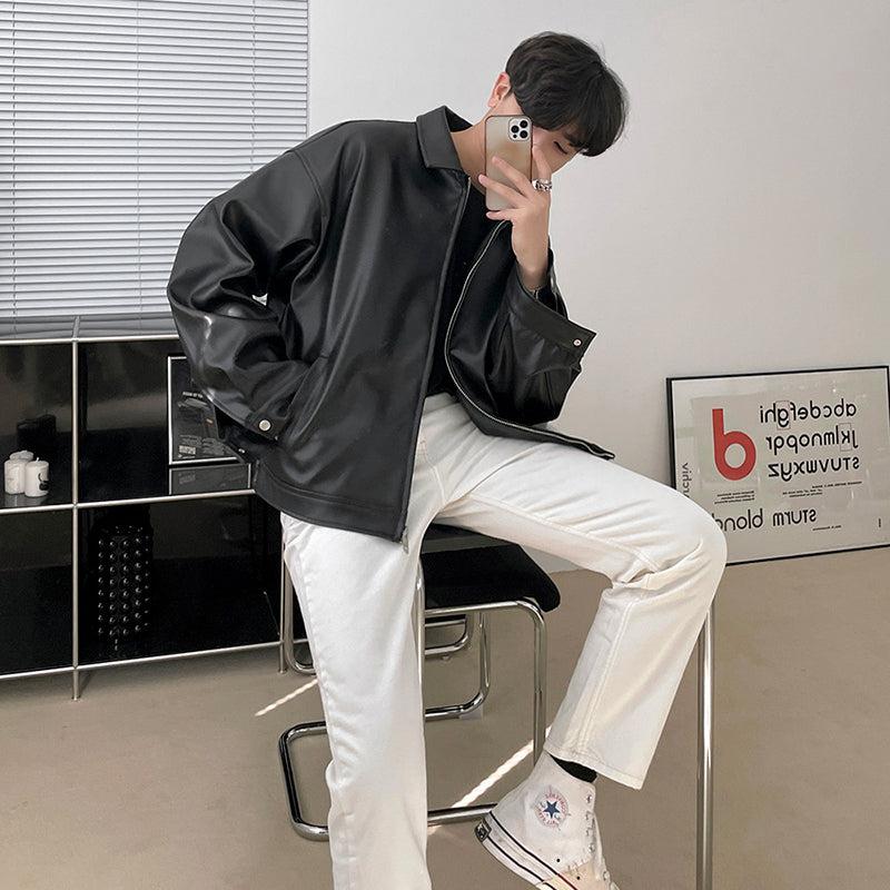 OH Essential Zipper Faux Leather Jacket-korean-fashion-Jacket-OH Atelier-OH Garments