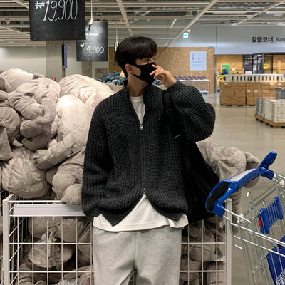 OH Ribbed Zip Knit Jacket-korean-fashion-Jacket-OH Atelier-OH Garments