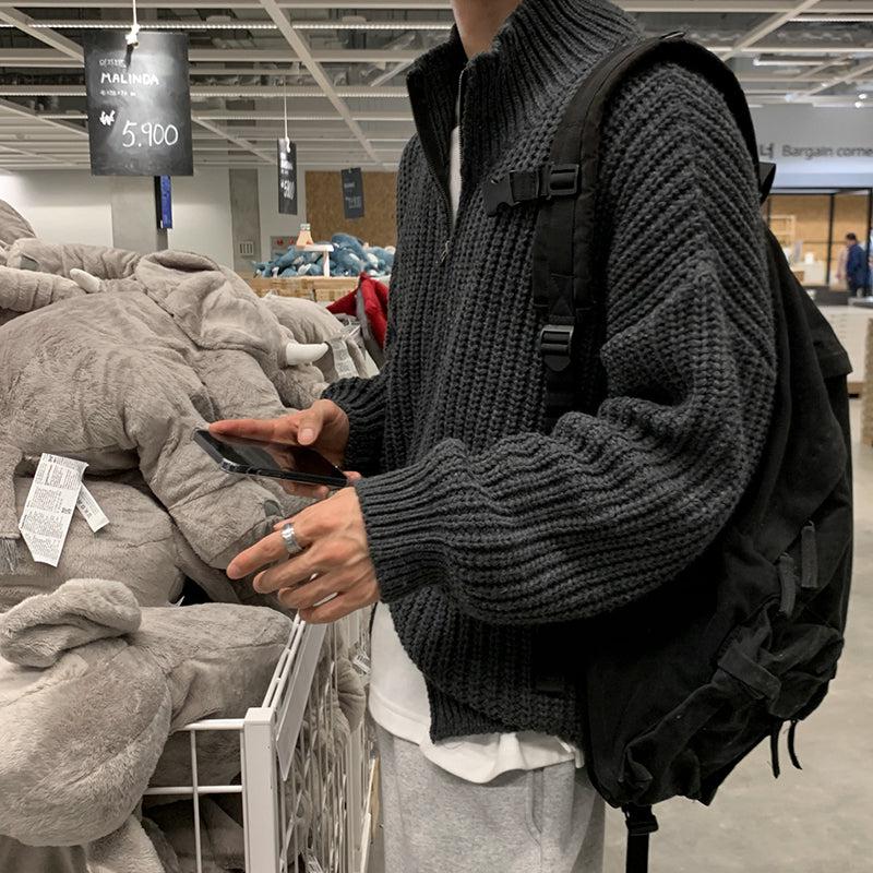 OH Ribbed Zip Knit Jacket-korean-fashion-Jacket-OH Atelier-OH Garments