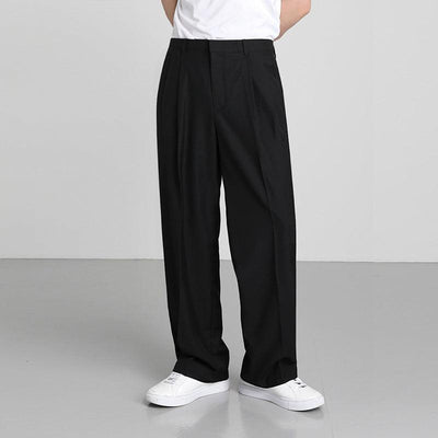 OH School Pleats Style Wide Cut Trousers-korean-fashion-Pants-OH Atelier-OH Garments