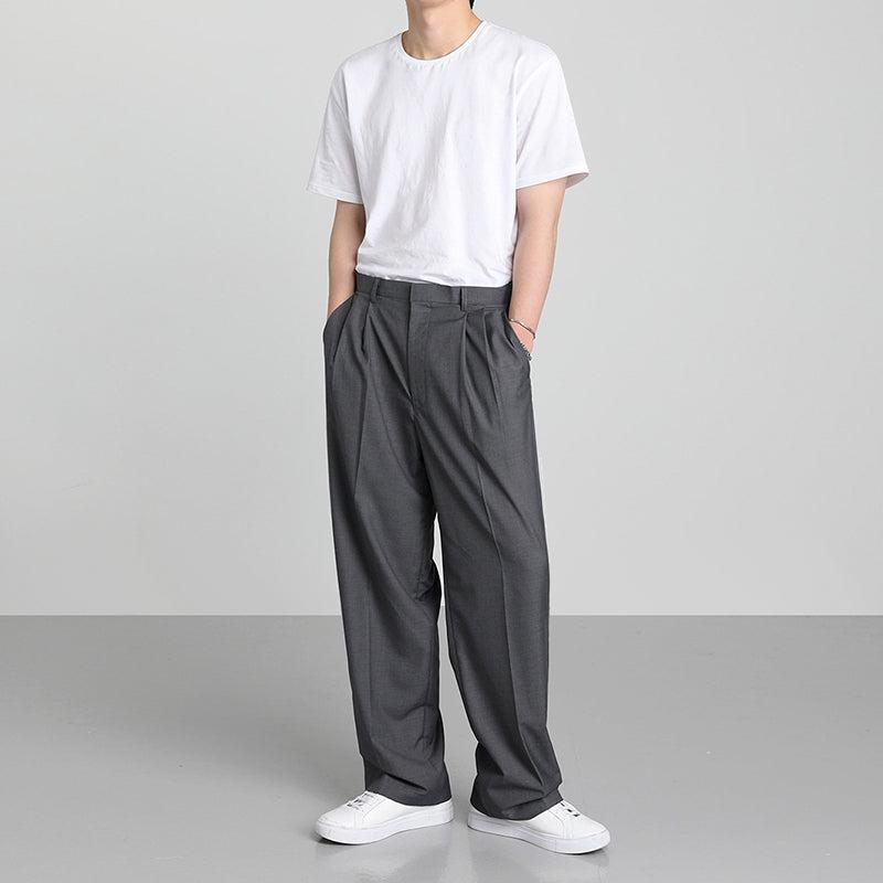 OH School Pleats Style Wide Cut Trousers-korean-fashion-Pants-OH Atelier-OH Garments