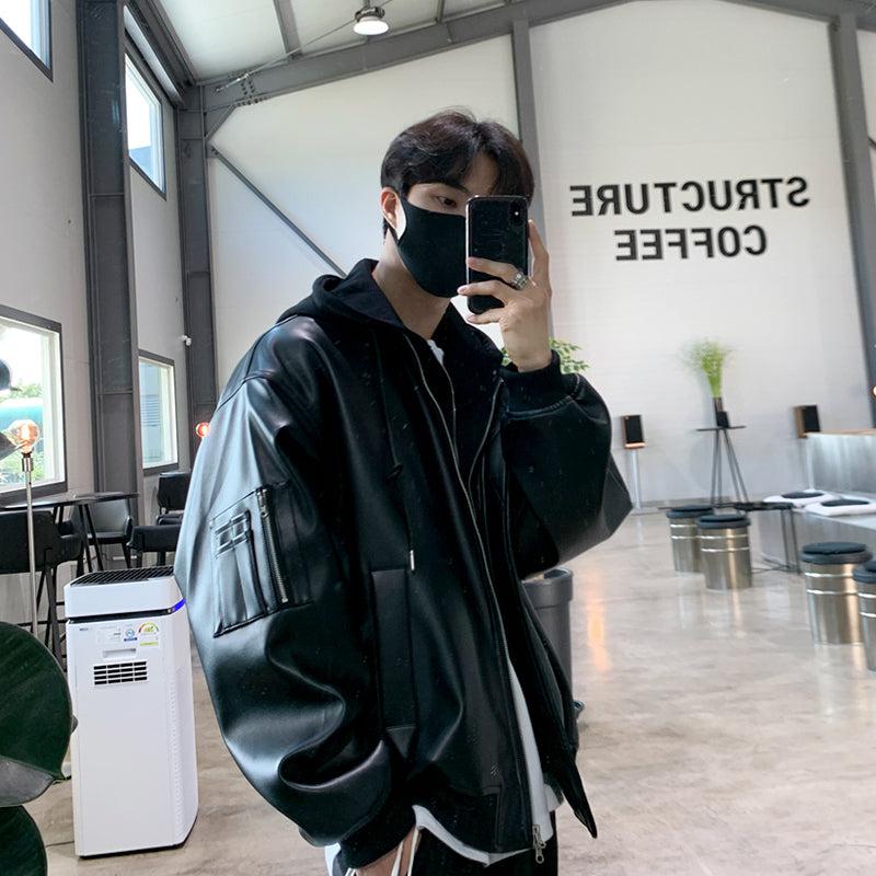 OH Teddy Lined Hooded Leather Jacket-korean-fashion-Jacket-OH Atelier-OH Garments