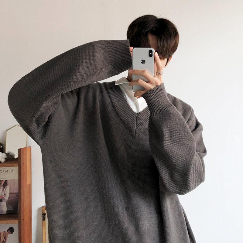 OH V-Neck Oversized V-Neck Sweater-korean-fashion-Sweater-OH Atelier-OH Garments