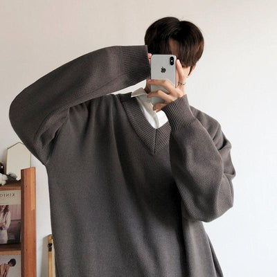 OH V-Neck Oversized V-Neck Sweater-korean-fashion-Sweater-OH Atelier-OH Garments