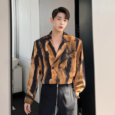 Woo Earth Tone Paint Stroke Blazer-korean-fashion-Blazer-Woo's Closet-OH Garments