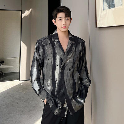 Woo Earth Tone Paint Stroke Blazer-korean-fashion-Blazer-Woo's Closet-OH Garments