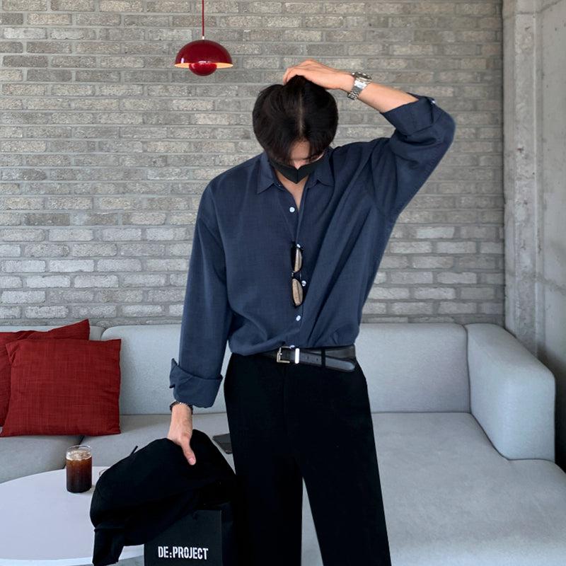 Woo Essential Fit Buttoned Shirt-korean-fashion-Shirt-Woo's Closet-OH Garments