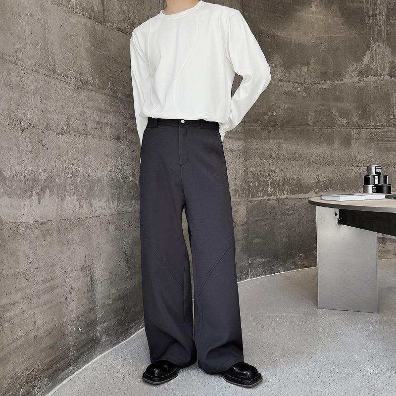 Woo Subtle Diagonal Line Pants-korean-fashion-Pants-Woo's Closet-OH Garments