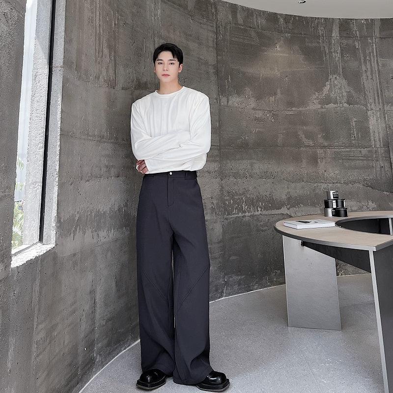 Woo Subtle Diagonal Line Pants-korean-fashion-Pants-Woo's Closet-OH Garments