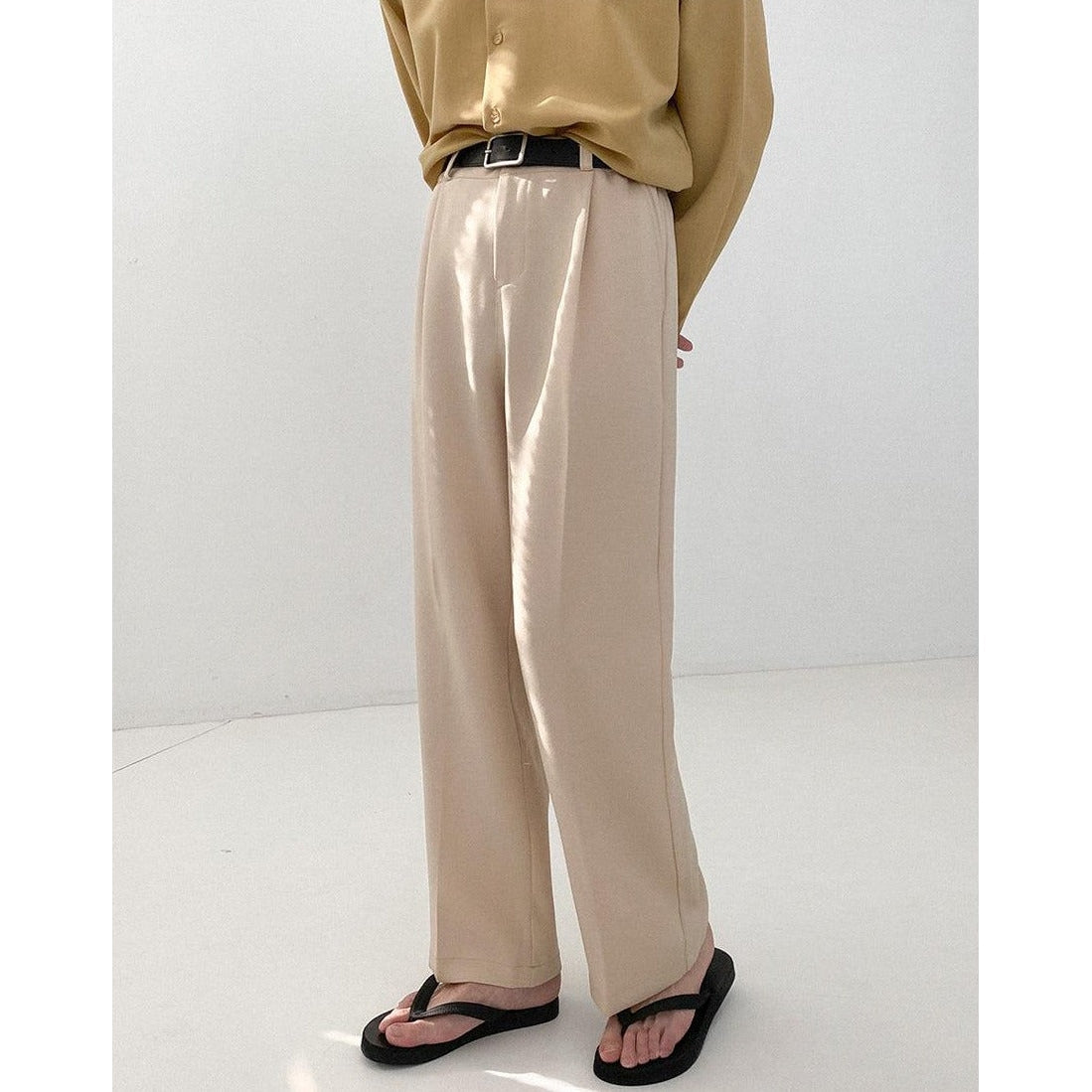 Zhou Casual Pleated Bootcut Trousers-korean-fashion-Pants-Zhou's Closet-OH Garments