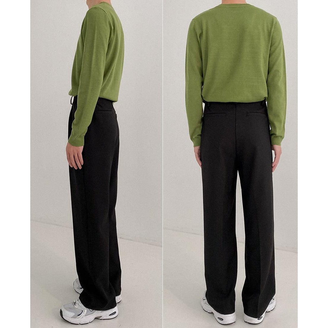 Zhou Casual Pleated Bootcut Trousers-korean-fashion-Pants-Zhou's Closet-OH Garments