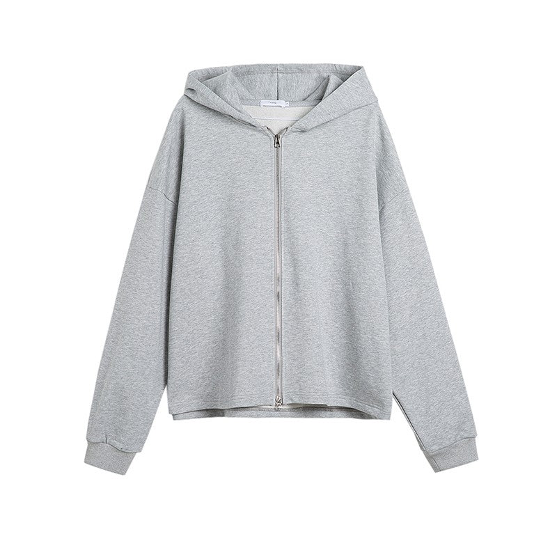 Zhou Cropped Long Sleeve Full-Zip Hoodie-korean-fashion-Hoodie-Zhou's Closet-OH Garments