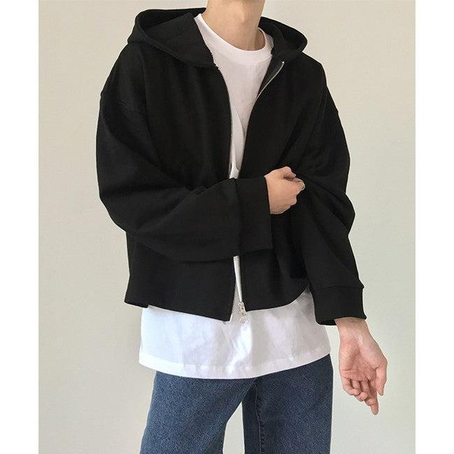 Zhou Cropped Long Sleeve Full-Zip Hoodie-korean-fashion-Hoodie-Zhou's Closet-OH Garments